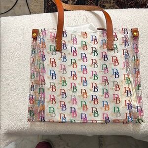 Dooney & Bourke Colorful Logo Transparent Tote